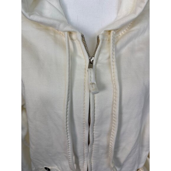 True Religion Mens Unisex Off-White Hoodie Jacket L Cotton Zip-Up NWOT - Picture 10 of 16